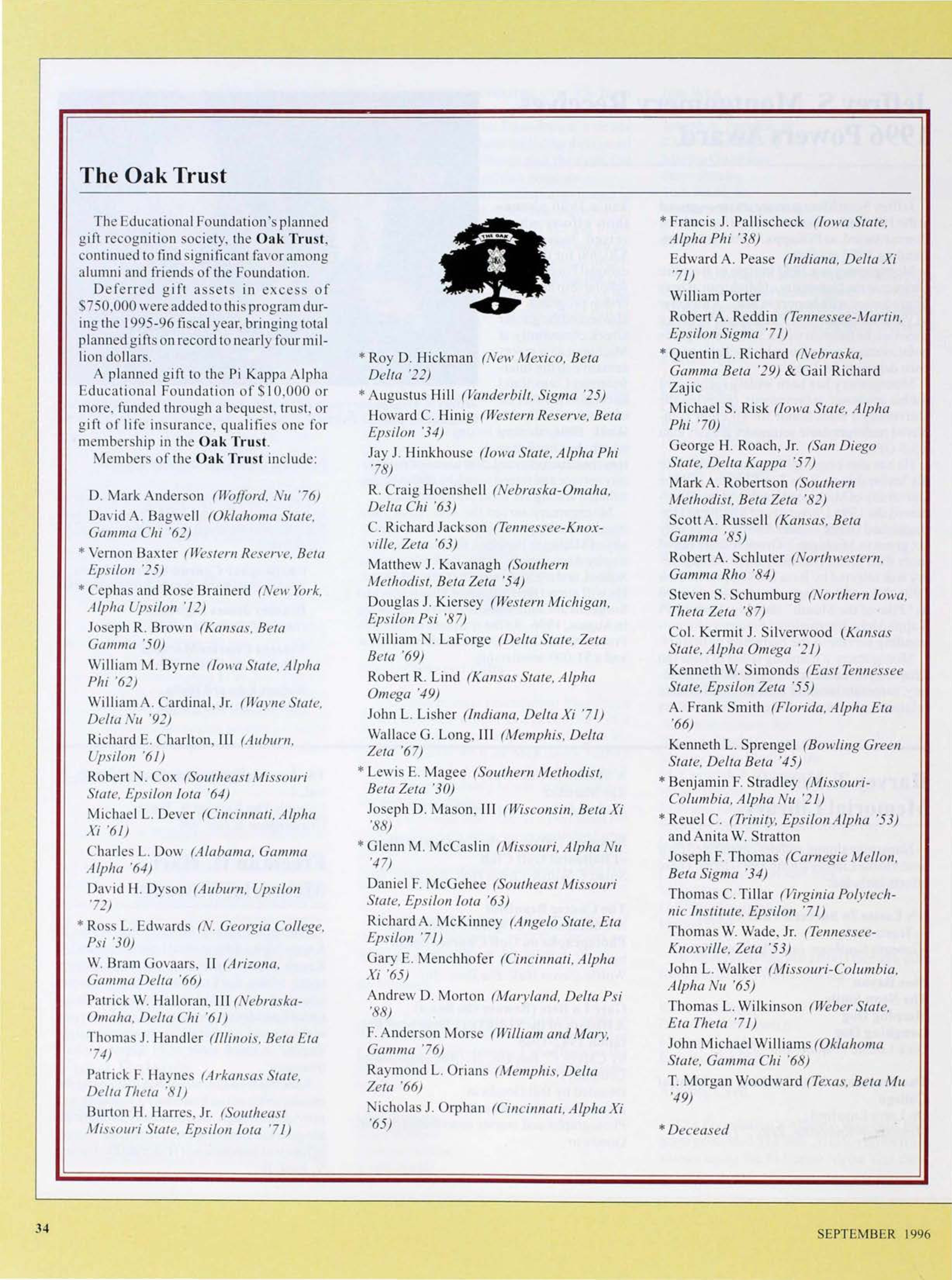 The Oak Trust, September 1996